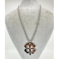 Gümüş Yonca Yapraklı Kolye 